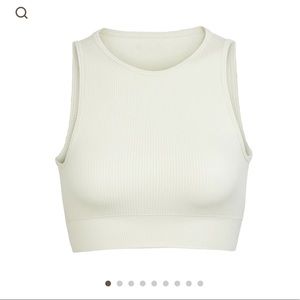 SKIMS Stretch Rib High Neck Bralette in bone. Size L/XL